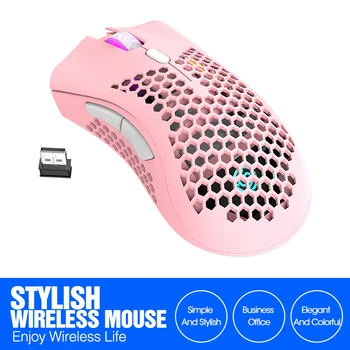 

USB Wireless Mouse 7 Buttons 2.4GHz USB Wireless RGB Mouse Rechargeable 3 Gears 1600 DPI Adjustable Hollow Honeycomb Gamer Mice