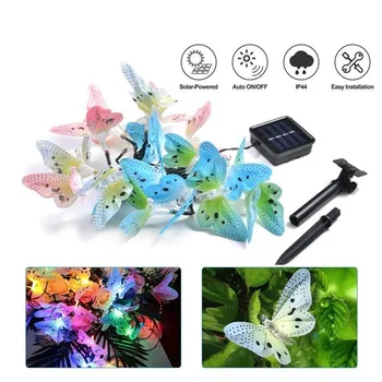 

12/20 Led Butterfly Fiber Optic Fairy String Lights Outdoor Waterproof Solar Powered Lighting For Christmas Wedding Garden Light