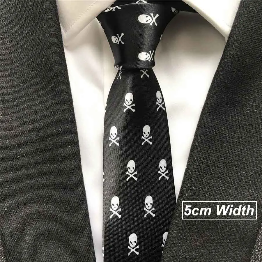 Fashion Men Skull Pattern Necktie Halloween Wedding Party Personality Ties Gravata - Цвет: As Picture