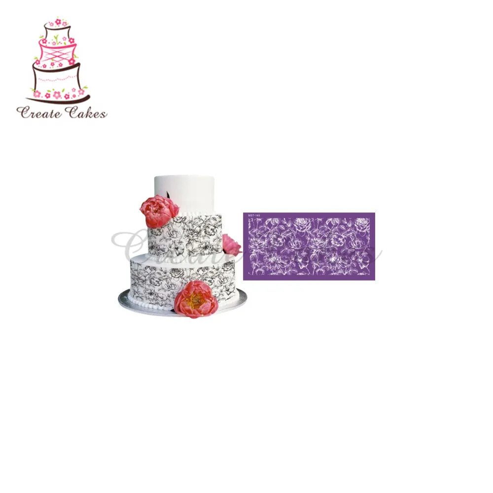 

Blooming Roses Cake Stencil Lace Mesh Stencils For Wedding Cake Border Stencils Fondant Mould Cake Decorating Tool Cake Mold