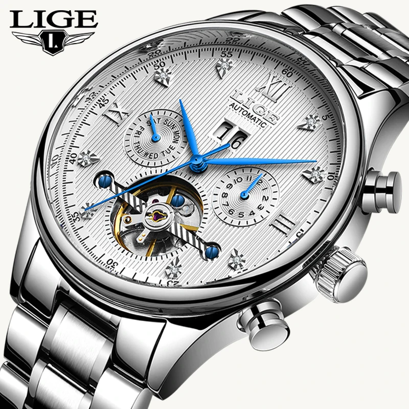 

LIGE2020 Classic Mens Watches Top Brand Luxury Business Automatic Clock Tourbillon Waterproof Mechanical Watch Relogio Masculino