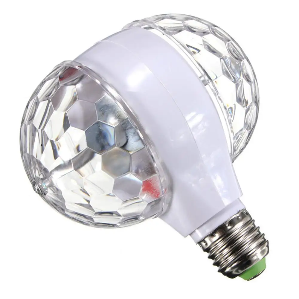 RGB DJ Disco Lamps LED E27 3W Dual-head Small Magic Ball Lamp Sound Color Changing Effect Activated DJ Disco KTV Laser Projector RGB DJ Disco Lamps LED E27 3W Dual-head Small Magic Ball Lamp Sound Color Changing Effect Activated DJ Disco KTV Laser Projector