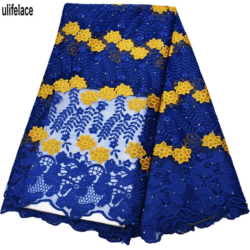 Красивый Королевский синий Высокое качество африканская кружевная ткань
