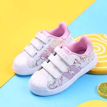 

Girls Shoes For Kids Sneakers Boys Casual Shoes Girls Sneakers Children Shoes Hook&Loop Round Toe Leather Anti-slippery 2020