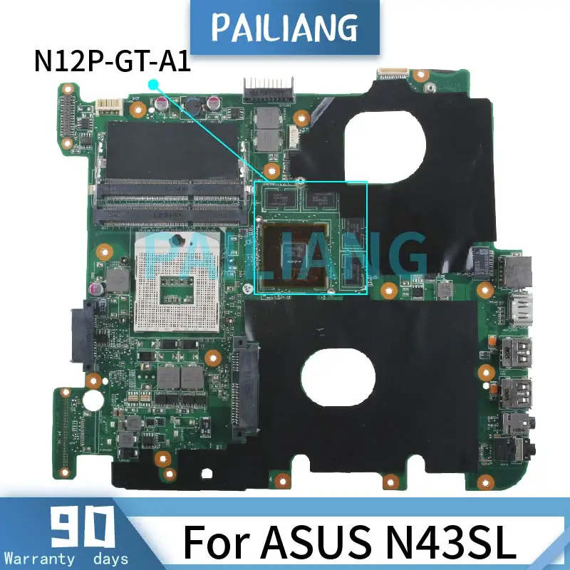 

Материнская плата PAILIANG для ноутбука ASUS N43SL, материнская плата REV.2.0 HM65 N12P-GS-A1 DDR3