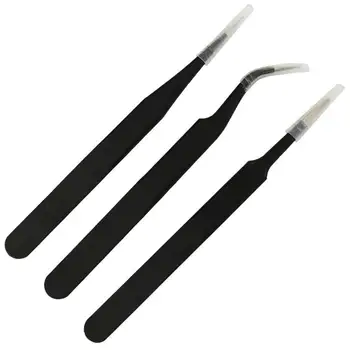

LAOA 3 in 1 Stainless Steel Tweezers Point and Curved Shape Repair Tools Forceps Precision Soldering Tweezers Set
