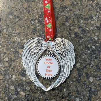 

Picture Christmas Ornament Angel Hanging Angel Wings Heart Photo Frame Party Christmas Tree Decoration Wedding Sympathy Gifts