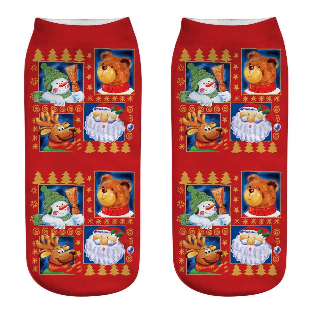 Christmas Socks Women Socks 2019Top Hot Casual Socks 3D Christmas Cartoon Elk Printing Medium Sports Socks Chaussettes Femmes
