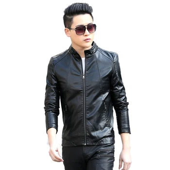 

SWREDMI Leather Jacket Men Motorcycle Leather Coats Plus Size 5XL Men's Leather Jackets Stand Collar Clothing For Spring Autumn