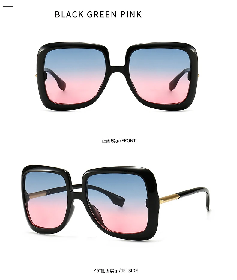 Women Retro Oversized Sunglasses Big Large Grain Frame