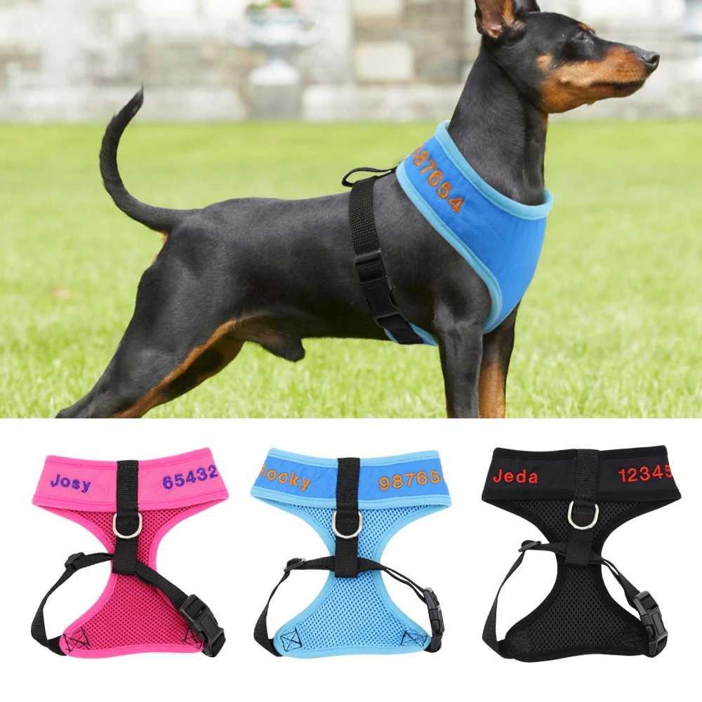Dog Harness Collar Personalized Custom Mesh No Pull Pet Harness Vest