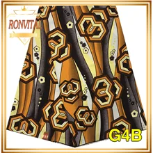 Ткань с золотым восковым принтом RONVITAL, африканская ткань с принтом, женское платье, сделай сам, восковая ткань в нигерийском стиле, хлопок, 6 ярдов/