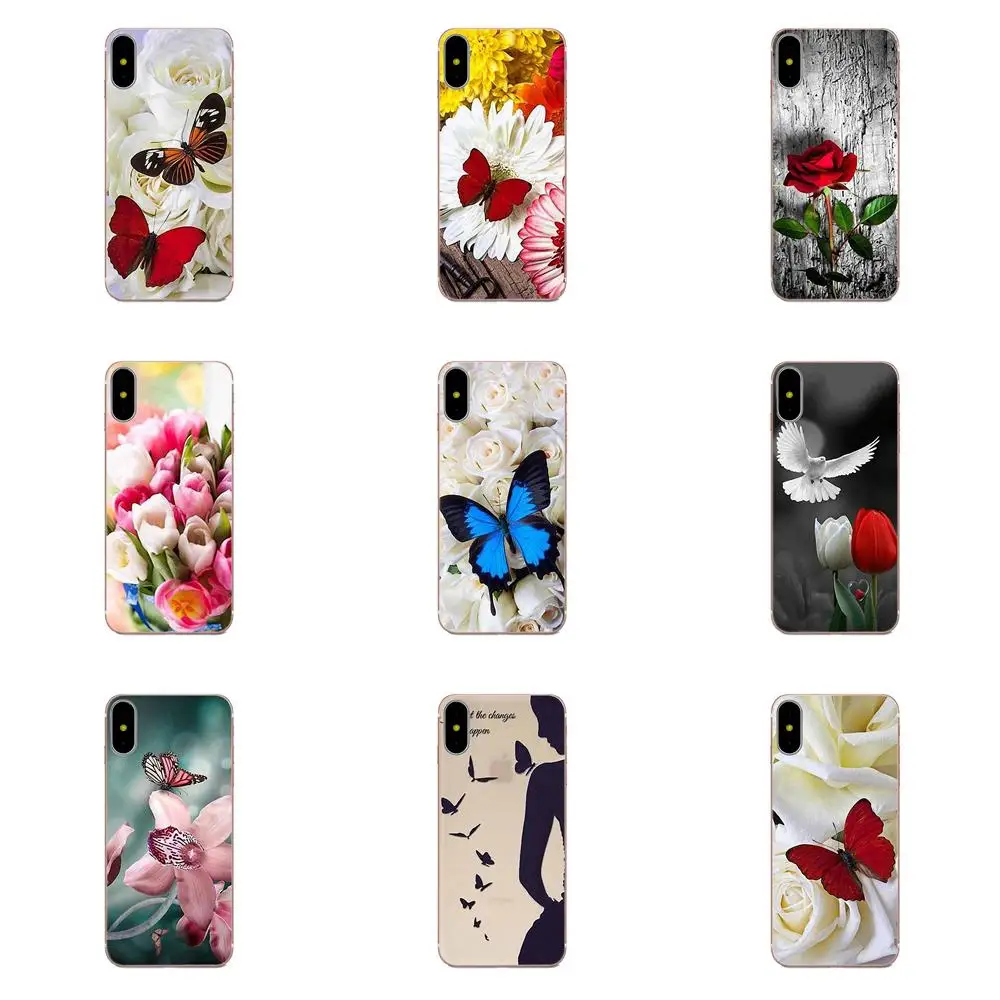 Красная бабочка на белых розах цветок для Huawei Honor 5C 5X 6A 6X 7 7A 7X 8 8A 8S 8X 9 10 30 Lite Pro Y6 II Y7 Y9