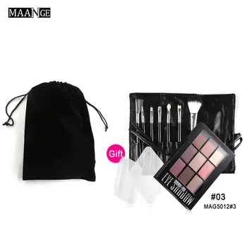 

MAG5012 Professional Makeup Set 7pcs Makeup Brush + 9 Colors Long Lasting Eyeshadow Palette + 2pcs Puff Combination Set Hot Sale