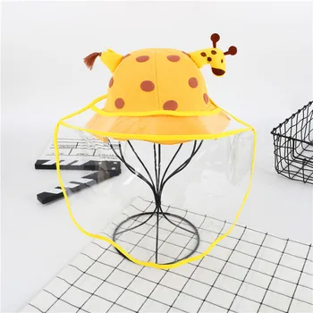 

Super Cute 3D Giraffe Fisherman Cap+Protective Clear Mask Saliva-proof Sun Visor Hat Anti-Spray Windproof Baby Girls Hats 6M-24M
