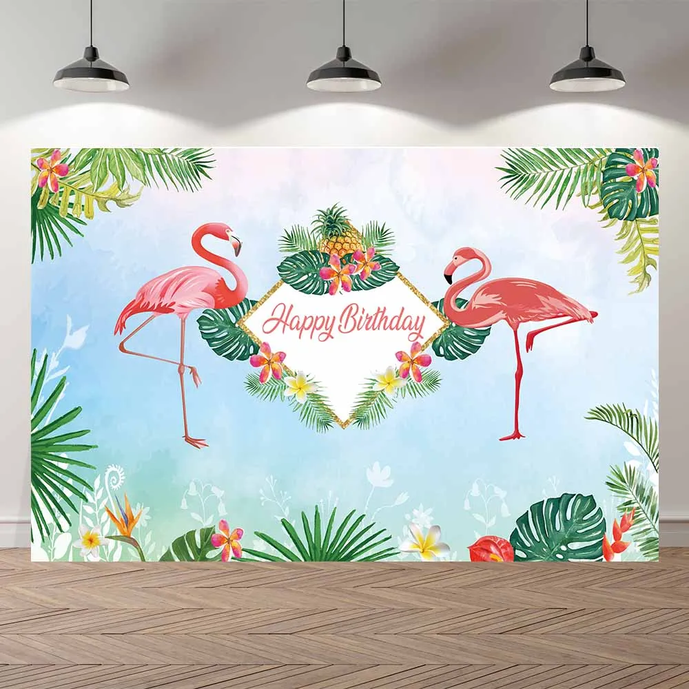 SeekPro Happy День рождения BannerBaby душ Фламинго летние каникулы студийное фото Bacdrop