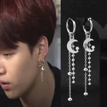 Альбом для мальчиков, бусины из нержавеющей стали, лунные серьги-гвоздики, ювелирные аксессуары для мужчин и женская серьга KPOP DNA, Корейская