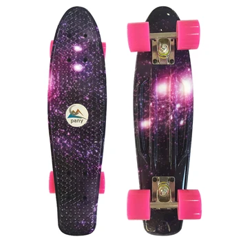 

22" Skate Board Mini Cruiser Skateboard Plastic Galaxy Starry Sky Printed Longboard Retro Banana Fishboard Street Outdoor Sport