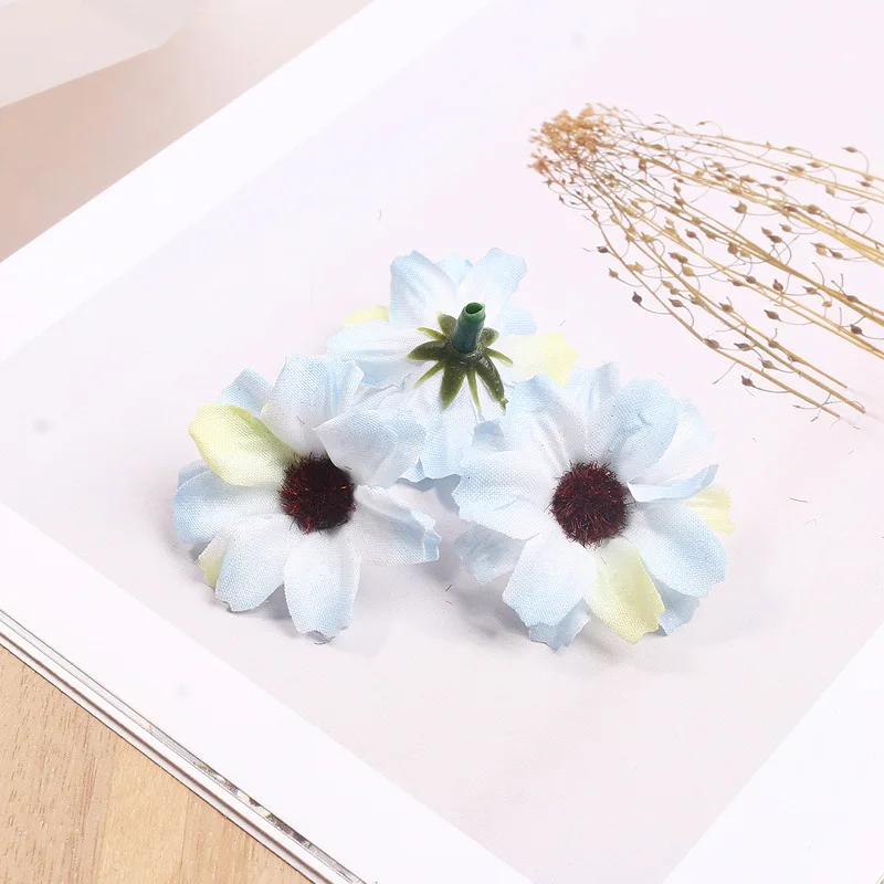 30 шт DIY домашное украшение ручной работы венок для вечеринок аксессуары гирлянды искусственные головки цветов шелковая Гербера - Цвет: Светло-голубой