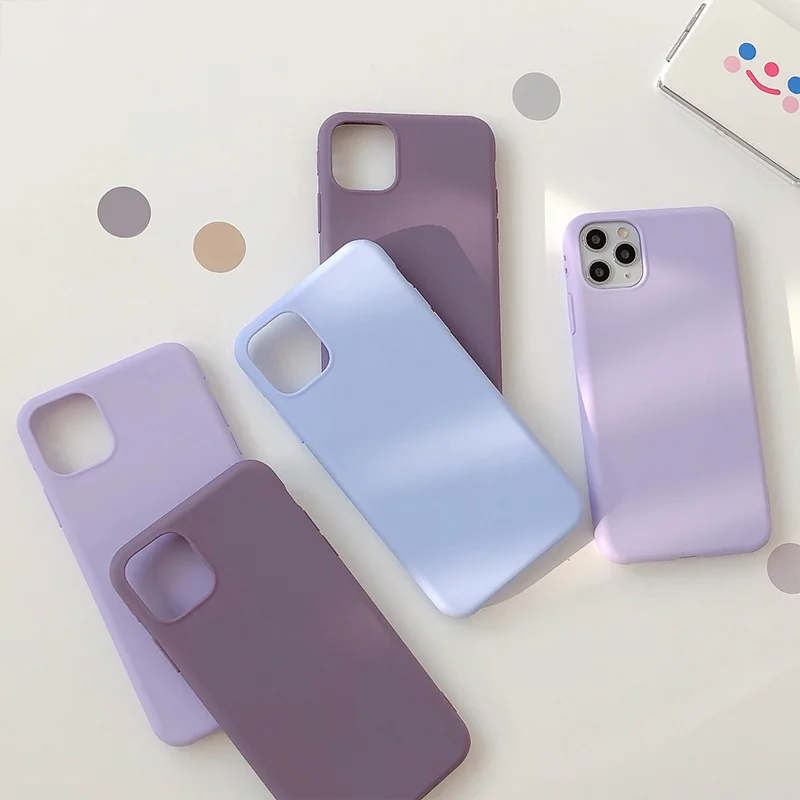 best iphone 12 case Fashion Solid Color Style Soft IMD Soft Silicone Phone Case For iphone Xs XR 12 Mini 11 Pro Max SE 6s 7 8 Plus Purple Back Cover cool iphone 12 cases