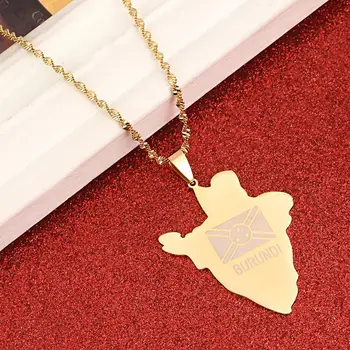 

Stainless Steel BURUNDI Map Pendant Necklace Map of Burundians Map Chain Jewelry