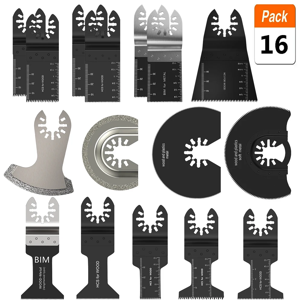

16 Pcs Oscillating Tool Saw Blades for Renovator Power Tools for Fein Multimaster Dremel Electric Tools Accessories Cutting