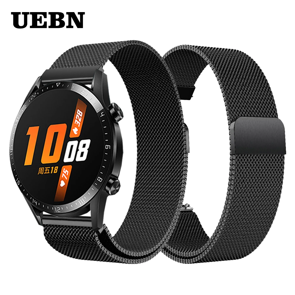 

UEBN 20mm 22mm Milanese Loop Replacement Band For HUAWEI WATCH GT 2 46mm 42mm strap HONOR Magic GT Active 2 watchbands