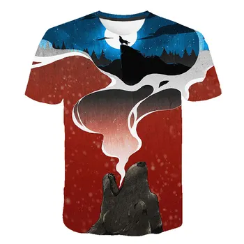 

2019 New Summer Creative Wolf printed 3D T shirts Men T-shirts New Design Tops Tees Short Sleeve Shirt Summer Animal Drop ship