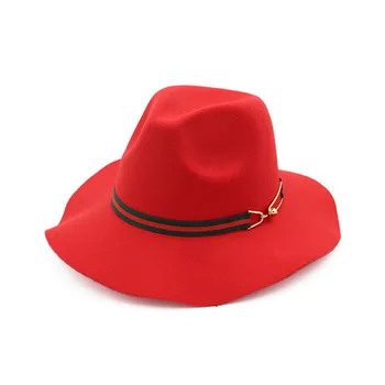 

Autumn and Winter Wool Blend Fashion Fedora Hat Woman Woolen Top Hat Wave Brim Fedora Hat Men Church Panama Sombrero Cap