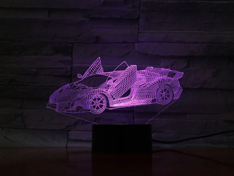3D лампа открытый автомобиль спортивный автомобиль на батарейках изменение цвета с пультом дистанционного управления для внутреннего украшения сенсорный датчик Светодиодный Ночник светильник