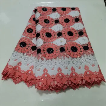 

pink Latest Nigerian Swiss stones Lace High Quality Swiss Voile Lace In Switzerland Dry Cotton African Lace Fabric For Man Women