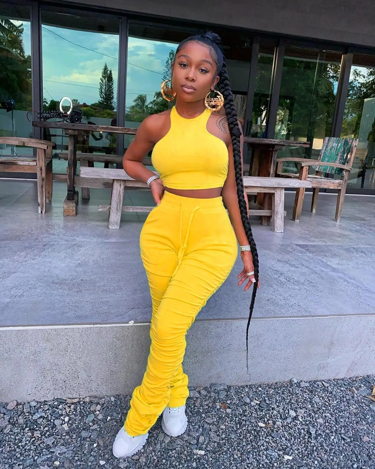 Set Women Outfits Stacked Leggings 
