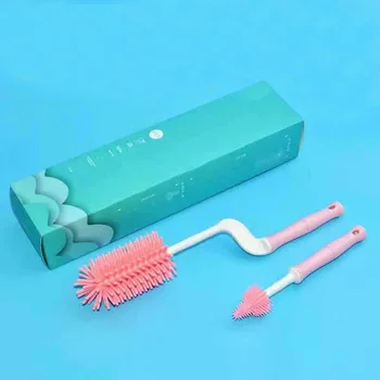 

2 Colors Silicone Bottle Brush Rotatable One Brush 12” Bottle Cleaner for a Vacuum Sports Water Bottle Excellent Cleaning Brush