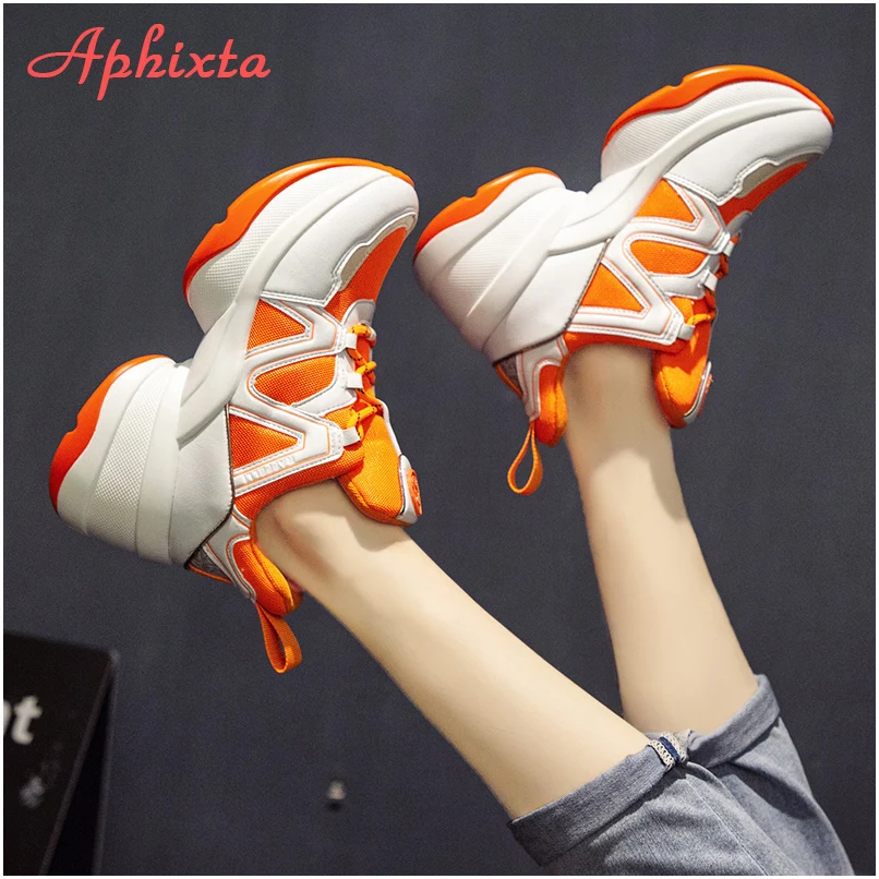 Aphixta/женские кроссовки; коллекция года; обувь из дышащего сетчатого материала; женские ботинки; женская обувь на шнуровке для отдыха; женская обувь на тонкой подошве; обувь на платформе; botas Mujer