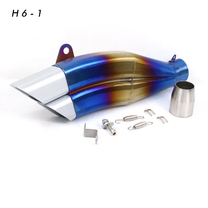 Akrapovic Motorcycle Exhaust SC project Universal Muffler Double Escape Moto Pipe GP Racing For GSXR750 R3 CBR650 NINJA y15zr R6 - Цвет: H6-1