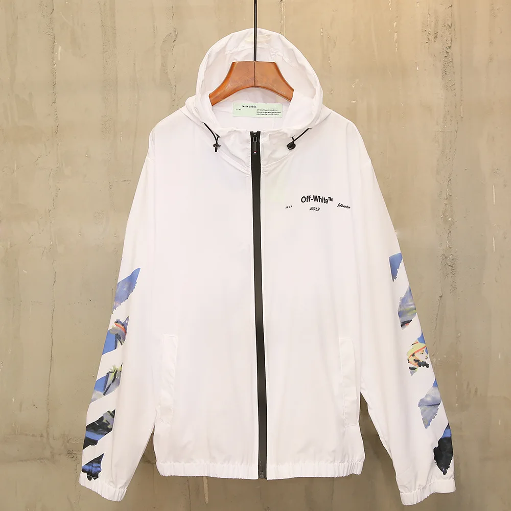 Ow19ss off WH одежда для защиты от солнца плащ куртка граффити наконечник стрелы пальто для мужчин и женщин Тренч COUPLE'S