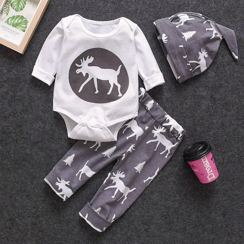 Bear Leader/Одежда для маленьких мальчиков; осенний комплект одежды для новорожденных; рождественский стиль; милый костюм для детей; милая детская одежда - Цвет: AX1326 White
