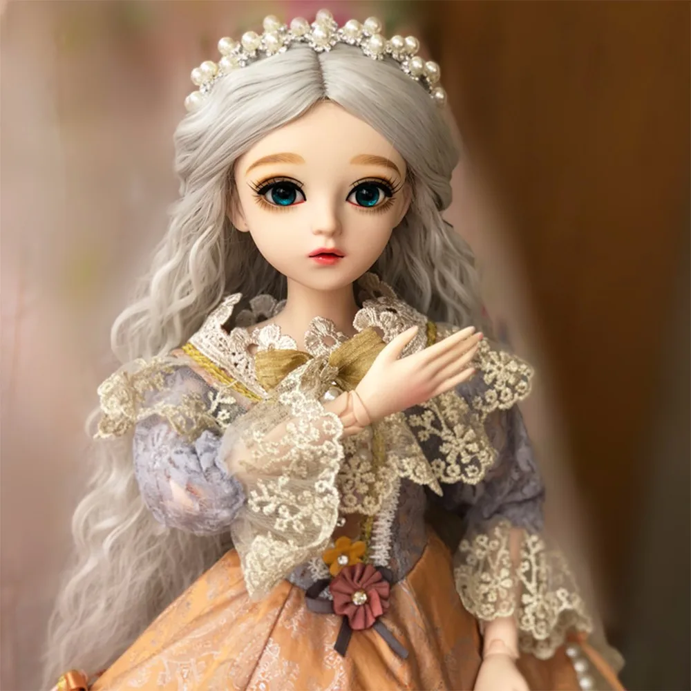 60 см BJD девушка куклы с платьем парики обувь макияж большие глаза ручной работы красивые игрушки 1/3 силиконовая кукла шарнир Кукла реборн девушки - Цвет: grey hair