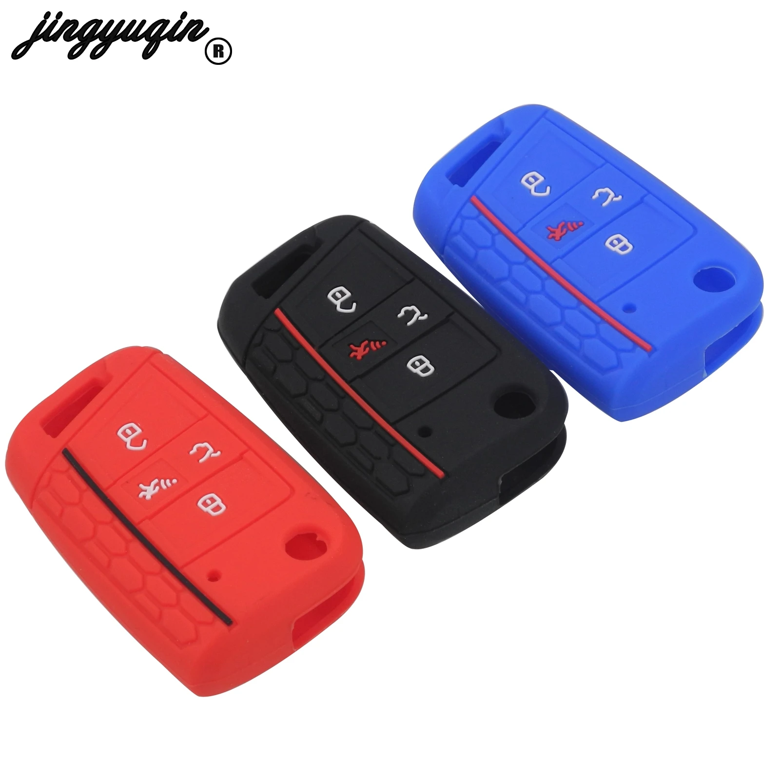 jingyuqin Silicone Key Fob Cover Case For VW 2016 2017 golf 7 ALLTRACK MK7 for Skoda Octavia A7 SEAT remote keyless 4 button | Автомобили