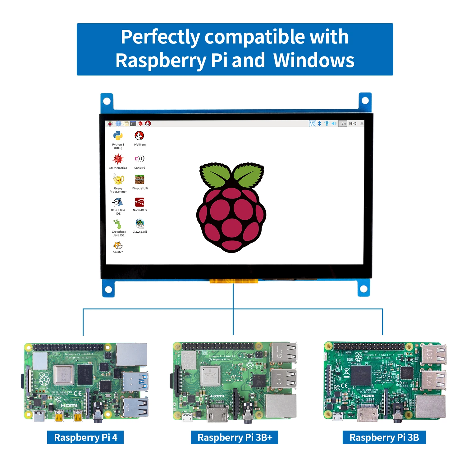 Sunfower Raspberry Pi 4 дисплей сенсорный экран 7 дюймов HDMI 1024 × 600 USB ips ЖК-экран дисплей монитор для Raspberry Pi 4 3