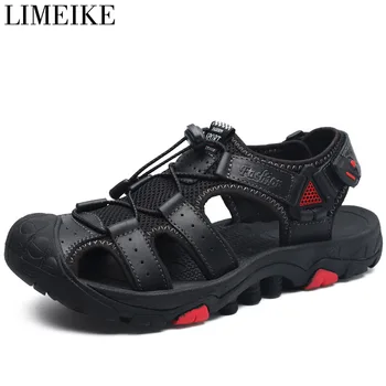 

2020 Classic Men's Sandals Summer Soft Sandals Comfortable Men Shoes Genuine Leather Sandals Big Size Soft Outdoor Men Roman San
