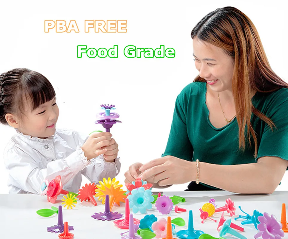 109pcs/set DIY Creative Colorful Interconnecting Blocks Building Educational Flower Arrangement Toys Garden Game for Girls Gift
