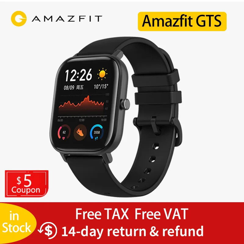 $139.99 Global Version Amazfit Gts Smart Watch Days Battery Life Huami Gps Sport Watch Heart Rate 5Atm