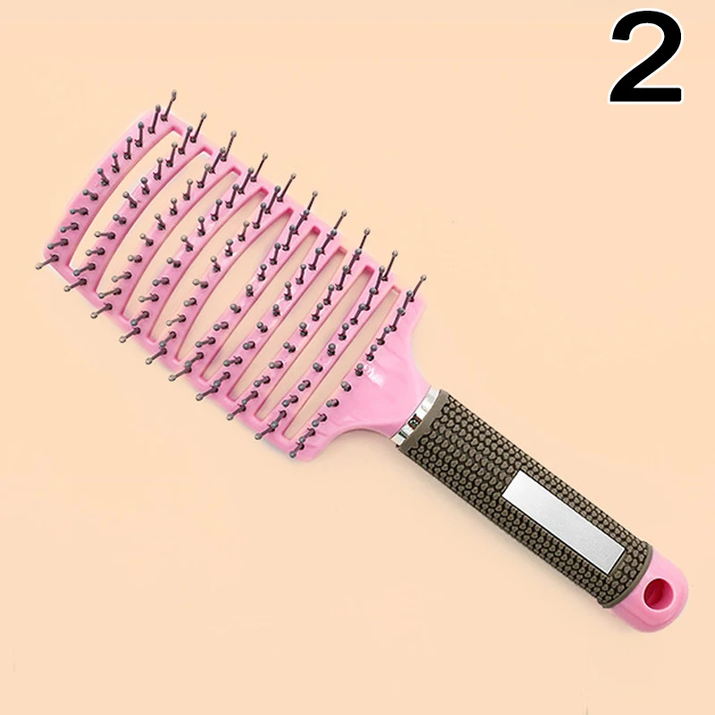 pink 2 Массажная щетина для волос, расческа для волос, расческа для волос, Длинная Густая кудрявая расческа, нейлоновая щетина, влажные кудрявые расчески, инструменты для укладки салонов - Цвет: pink 2