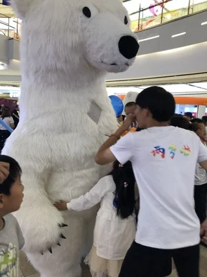 9 см длинный плюшевый 2 м высокий белый медведь мультфильм панда надувной костюм талисман для подходящего воздуха надувание медведь панда