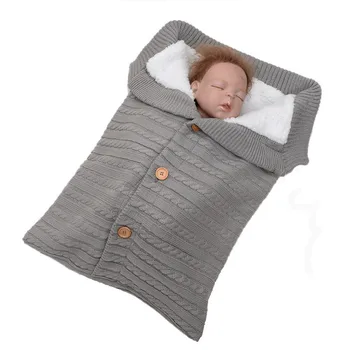 

Baby Sleeping Bag Thicken Envelope Winter Kids Stroller Sleepsack Knitted Sleep Sack Newborn Swaddle Knit Wool Slaapzak