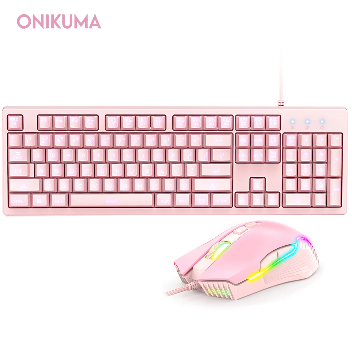 G25 игровая клавиатура + RGB мышь с подсветкой USB Проводная для розовое шерстяное