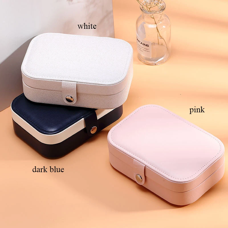 Jewelry box for earrings ring necklaces storage PU leather box for jewelry Portable organizer for jewelry Travel jewelry case images - 6