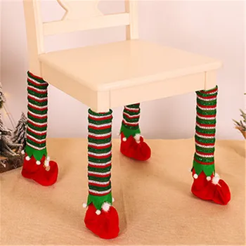 

Maxsin 4 Pcs/lot New Christmas decorations striped fairy table leg cover chair leg cover home table and chair protective cover