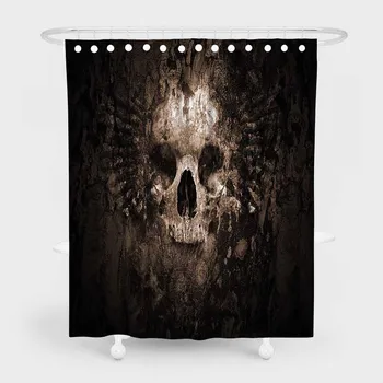 

Sugar Skull Bath Curtains Gothic 3d Print Waterproof Polyester Shower Curtains Floral Pattern Bathroom Decor Curtains
